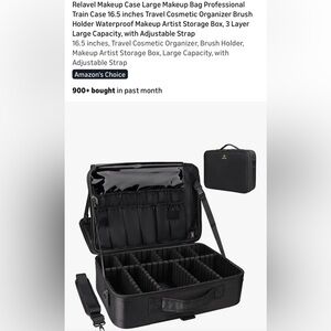 New Relavel Professional Make Up Storage /Train Box Cosmetic Organizer 16.5" Blk